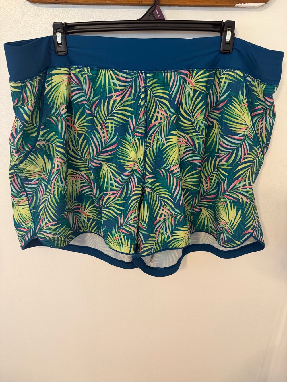 Lands' End Tropical Print Swim Bottoms - Teal & Pink